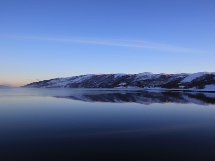 reflets fjord senja norvège